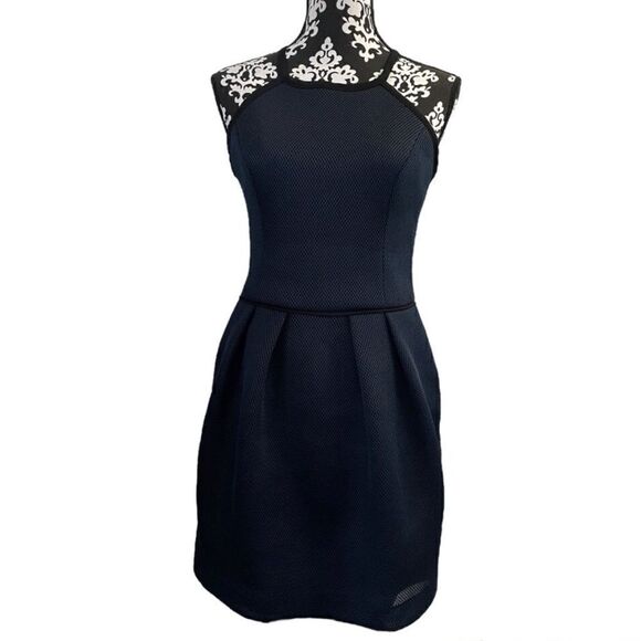 RACHEL Rachel Roy Navy Blue Mesh High Neck Mini Dress - Picture 2 of 11